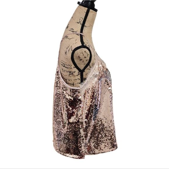 Nine West Rose Gold Sequin Reversible Razorback Party Camisole Sheath Size Large - Picture 4 of 10